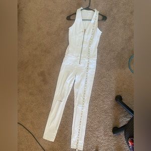 Guess White Denim Jumpsuit